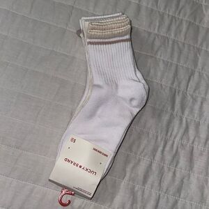 Lucky Brand Ladies 5 pk White Cream Tan Shortie Crew Socks
